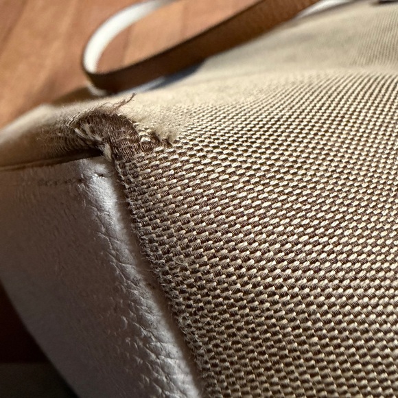 Coach Beige and Cream Stripe Tote - Picture 8 of 11